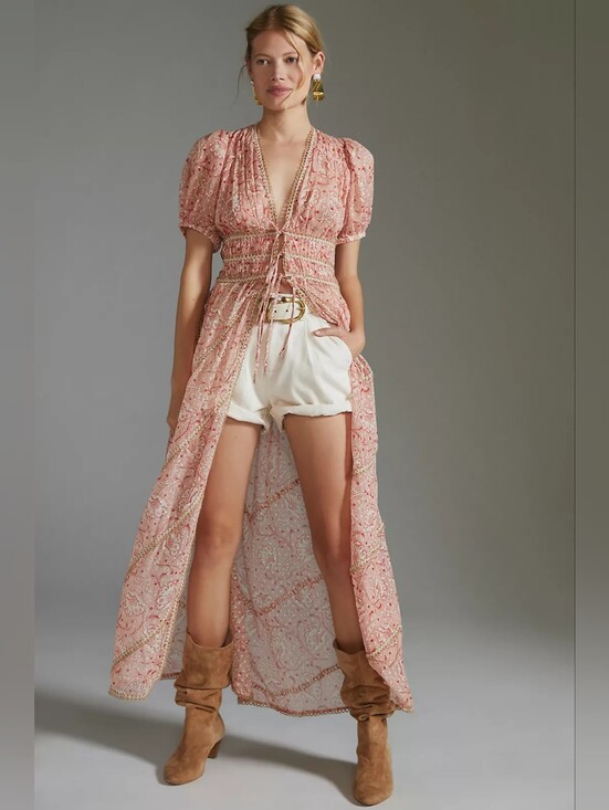 Anthropologie Tops - ANTHROPOLOGIE Forever That Girl Long Length Tie-Front Shirt - Size S - NWOT